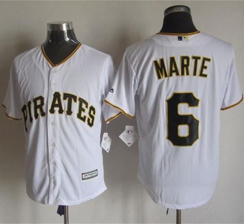 Custom Fan-Made Starling Marte Pittsburgh Pirates #6 White Baseball Jersey