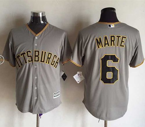 Custom Fan-Made Starling Marte Pittsburgh Pirates #6 Grey Baseball Jersey