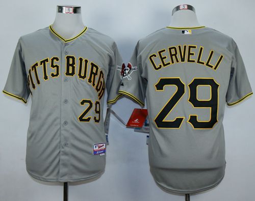 Custom Fan-Made Francisco Cervelli Pittsburgh Pirates #29 Grey Baseball Jersey