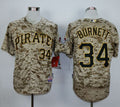 Custom Fan-Made Burnett Camo Pittsburgh Pirates #34 Baseball Jersey