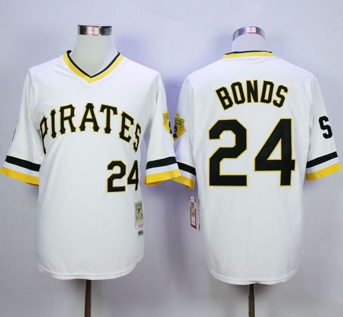Custom Fan-Made Barry Bonds Pittsburgh Pirates #24 White Throwback Baseball Jersey