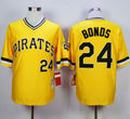 Custom Fan-Made Barry Bonds Pittsburgh Pirates #24 Yellow Throwback Baseball Jersey