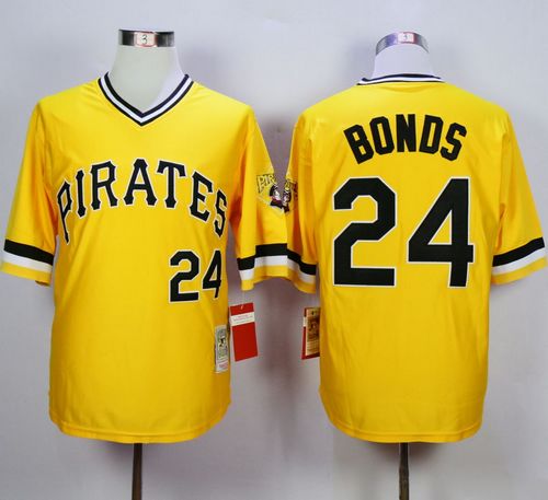 Custom Fan-Made Barry Bonds Pittsburgh Pirates #24 Yellow Throwback Baseball Jersey