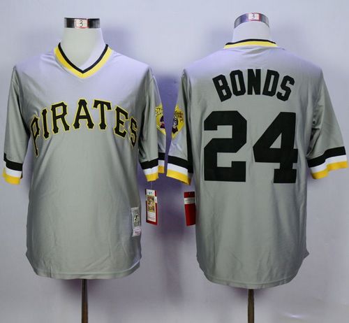 Custom Fan-Made Barry Bonds Pittsburgh Pirates #24 Grey Throwback Baseball Jersey