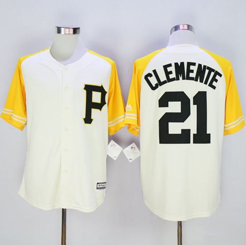 Custom Fan-Made Roberto Clemente Cream/Gold Exclusive Pittsburgh Pirates #21 Baseball Jersey