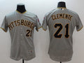 Custom Fan-Made Roberto Clemente Pittsburgh Pirates #21 Grey Baseball Jersey