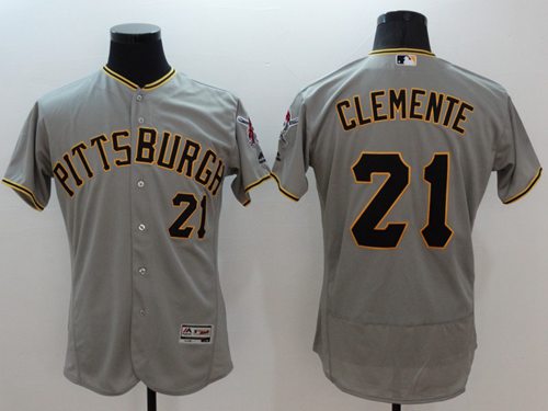 Custom Fan-Made Roberto Clemente Pittsburgh Pirates #21 Grey Baseball Jersey