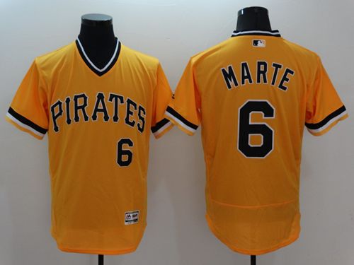 Custom Fan-Made Starling Marte Pittsburgh Pirates #6 Gold Baseball Jersey