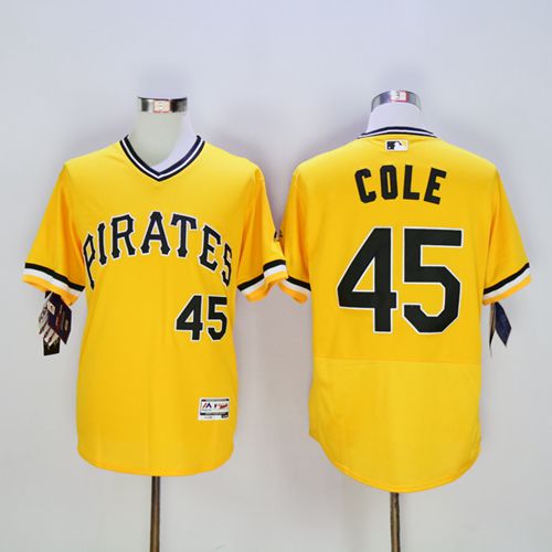 Custom Fan-Made Gerrit Cole Pittsburgh Pirates #45 Gold Baseball Jersey