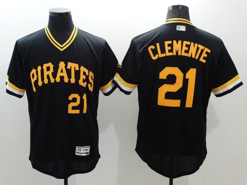 Custom Fan-Made Roberto Clemente Cooperstown Pittsburgh Pirates #21 Black Baseball Jersey