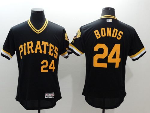 Custom Fan-Made Barry Bonds Cooperstown Pittsburgh Pirates #24 Black Baseball Jersey