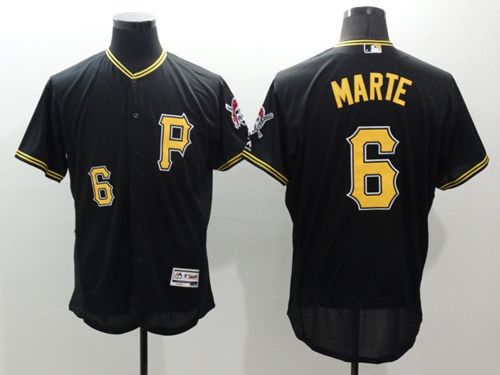 Custom Fan-Made Starling Marte Pittsburgh Pirates #6 Black Baseball Jersey