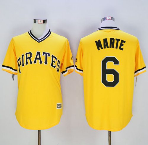 Custom Fan-Made Starling Marte Pittsburgh Pirates #6 Gold Baseball Jersey