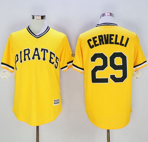 Custom Fan-Made Francisco Cervelli Pittsburgh Pirates #29 Gold Baseball Jersey
