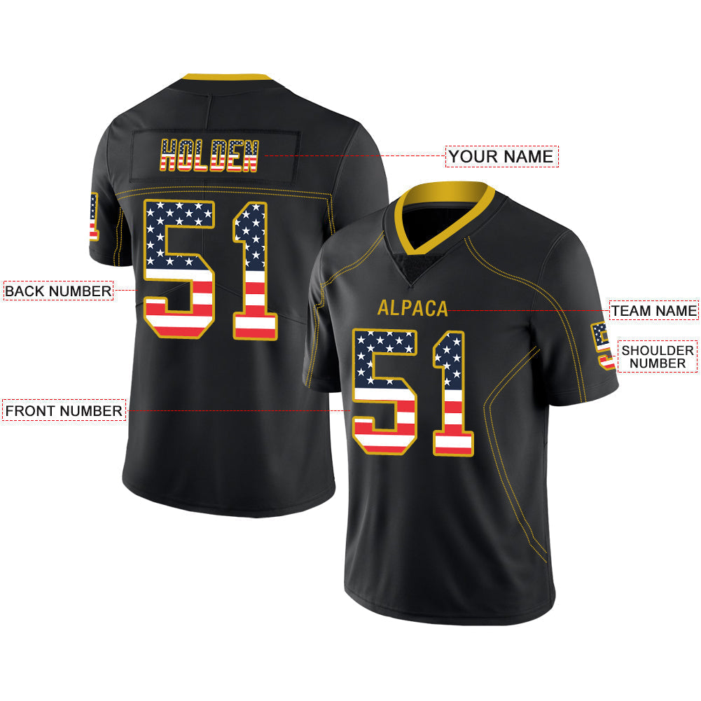 Custom black football jersey front view | GameDay Jerseys