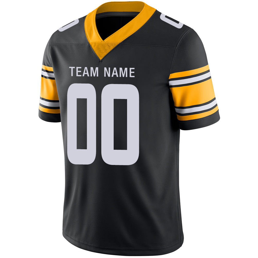 Custom black football jersey detail | GameDay Jerseys