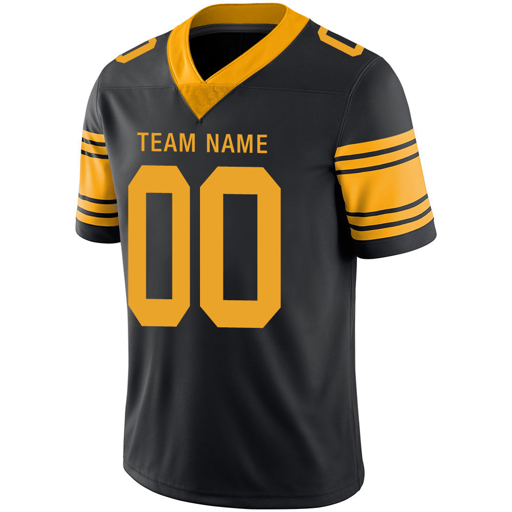 Custom black football jersey detail | GameDay Jerseys