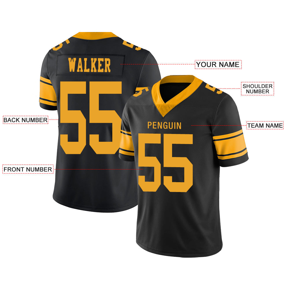 Custom black football jersey front view | GameDay Jerseys