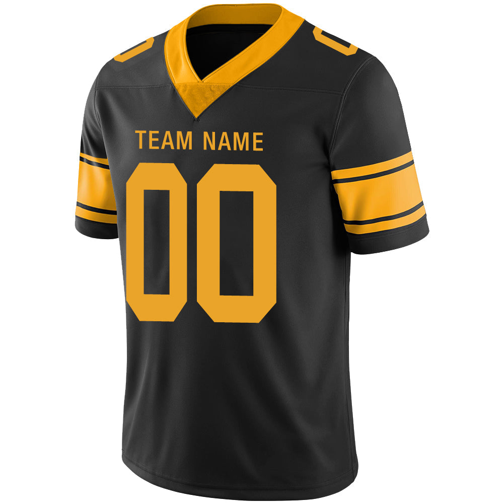 Custom black football jersey detail | GameDay Jerseys