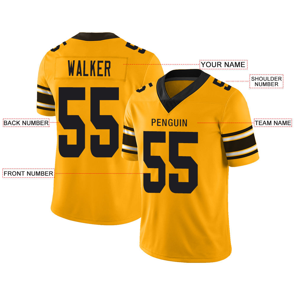 Custom yellow football jersey front view | GameDay Jerseys