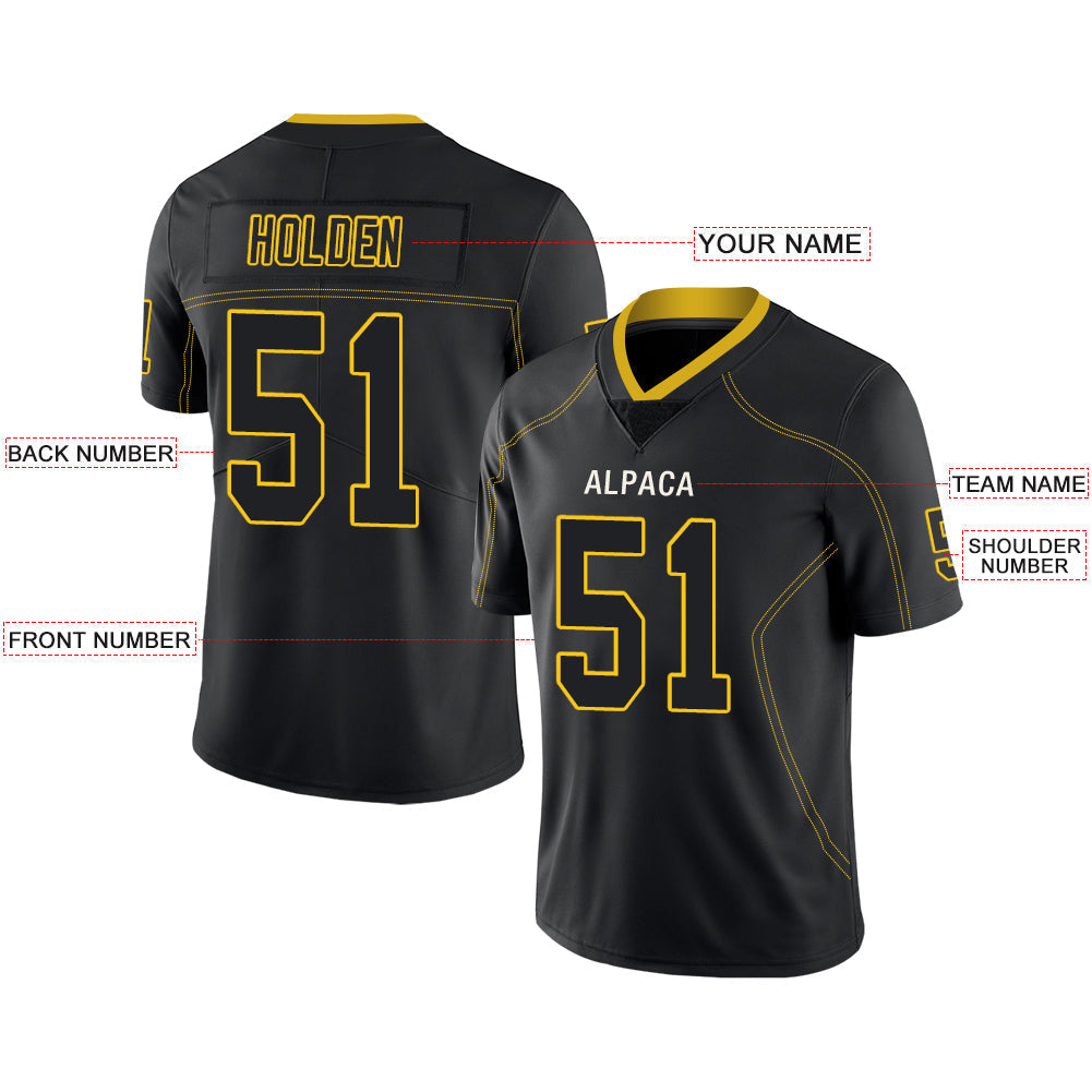 Custom black football jersey front view | GameDay Jerseys