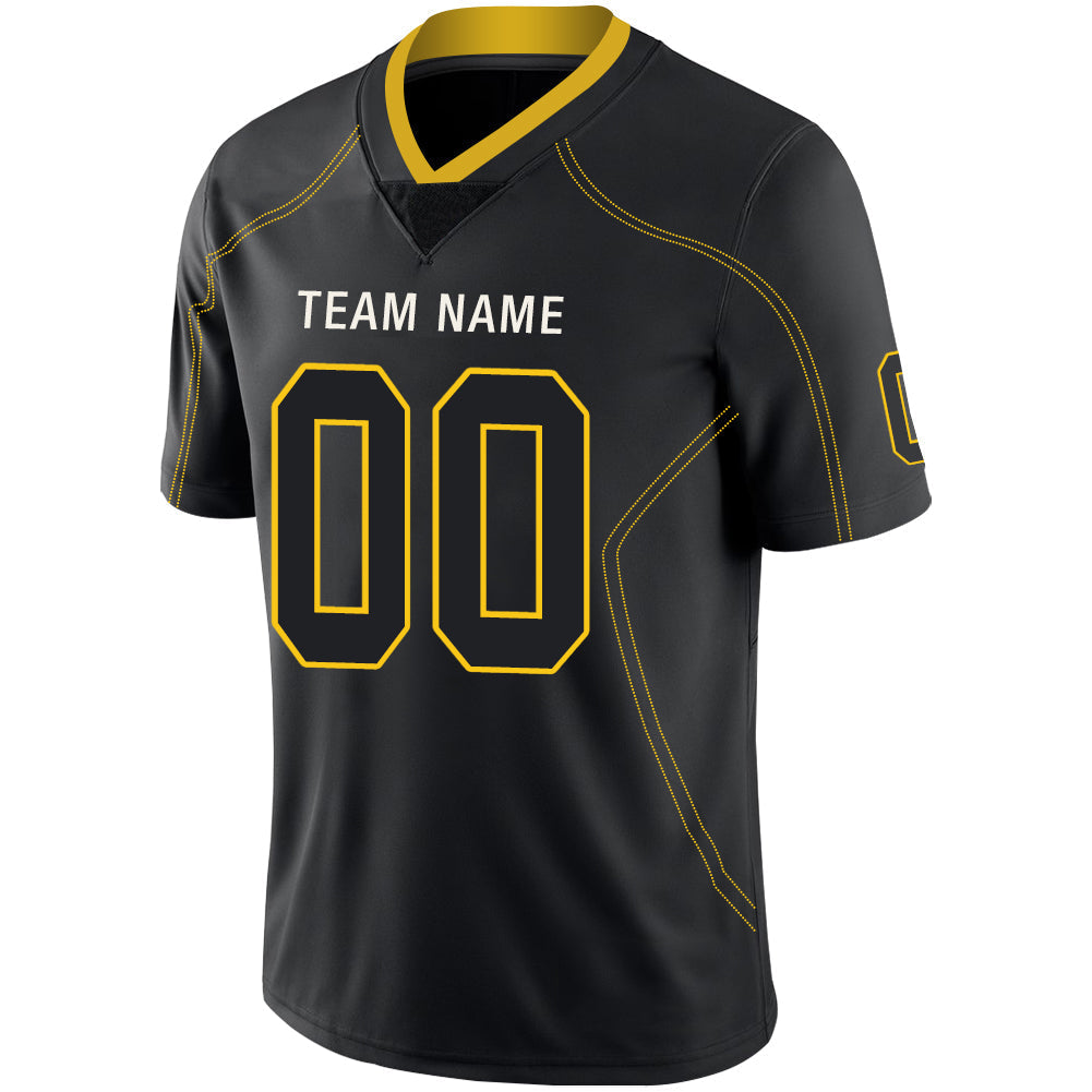 Custom black football jersey detail | GameDay Jerseys