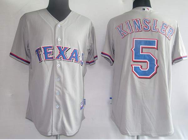 Custom Fan-Made Ian Kinsler Texas Rangers #5 Grey Baseball Jersey