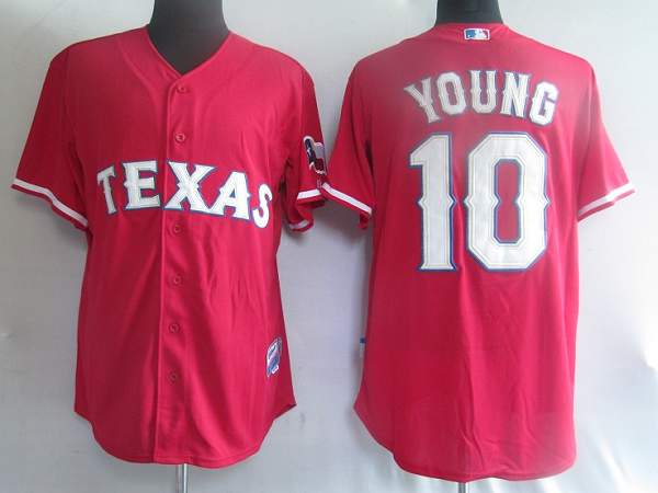 Custom Fan-Made Michael Young Texas Rangers #10 Red Baseball Jersey