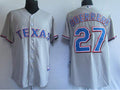 Custom Fan-Made Vladimir Guerrero Texas Rangers #27 Grey Baseball Jersey