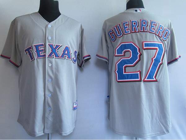 Custom Fan-Made Vladimir Guerrero Texas Rangers #27 Grey Baseball Jersey
