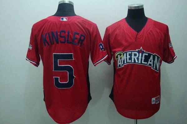 Custom Fan-Made Ian Kinsler BP Texas Rangers #5 Red 2010 All-Star Edition Baseball Jersey