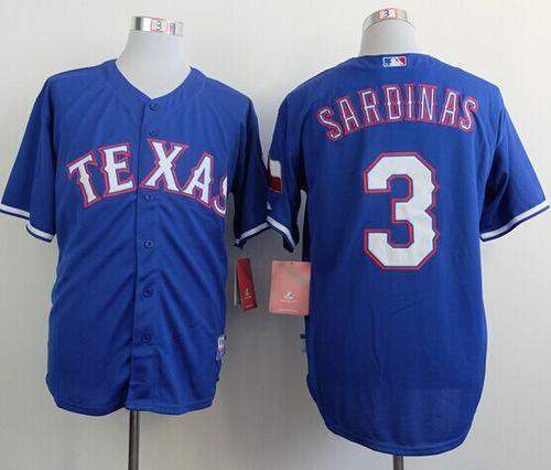 Custom Fan-Made Luis Sardinas Texas Rangers #3 Blue Baseball Jersey