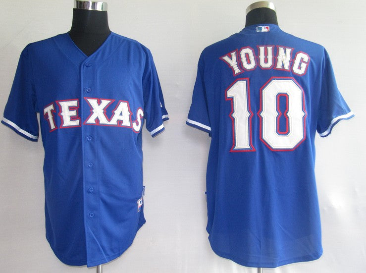Custom Fan-Made Michael Young Texas Rangers #10 Blue Baseball Jersey
