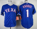 Custom Fan-Made Elvis Andrus Texas Rangers #1 Blue Baseball Jersey
