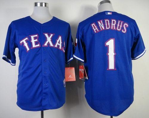 Custom Fan-Made Elvis Andrus Texas Rangers #1 Blue Baseball Jersey