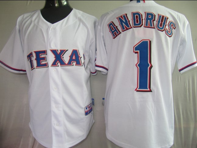 Custom Fan-Made Elvis Andrus Texas Rangers #1 White Baseball Jersey