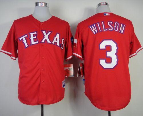 Custom Fan-Made Russell Wilson Texas Rangers #3 Red Baseball Jersey
