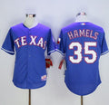 Custom Fan-Made Cole Hamels Texas Rangers #35 Blue Baseball Jersey