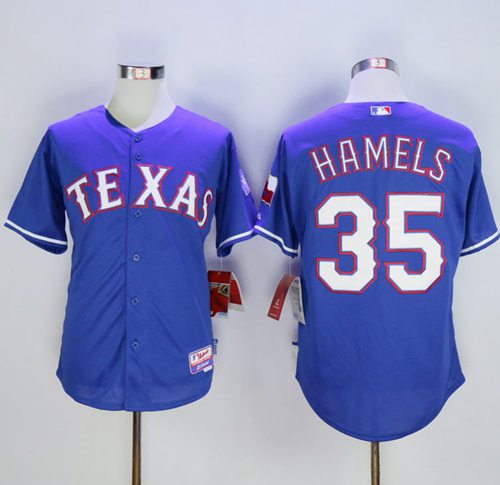 Custom Fan-Made Cole Hamels Texas Rangers #35 Blue Baseball Jersey