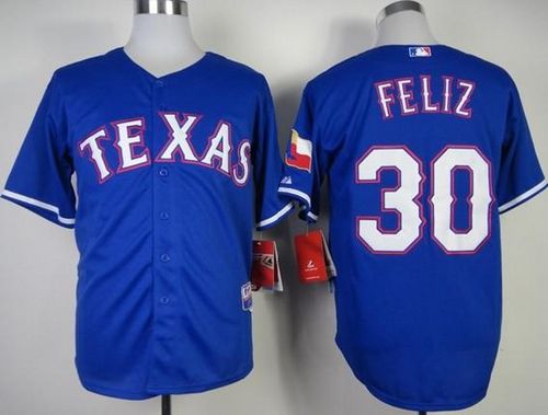 Custom Fan-Made Naftali Feliz Texas Rangers #30 Blue Baseball Jersey