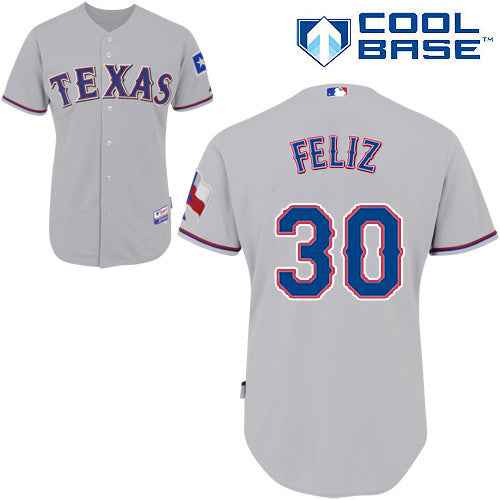 Custom Fan-Made Naftali Feliz Texas Rangers #30 Grey Baseball Jersey