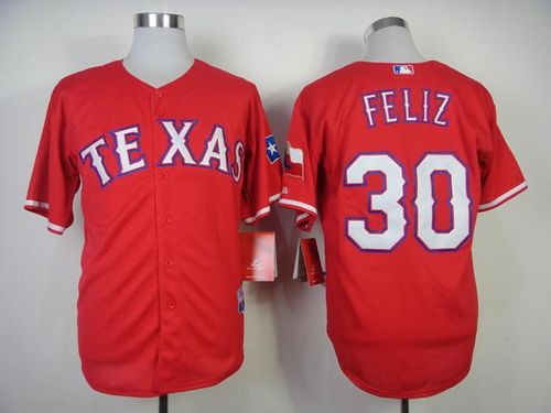 Custom Fan-Made Naftali Feliz Texas Rangers #30 Red Baseball Jersey