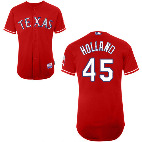 Custom Fan-Made Derek Holland Texas Rangers #45 Red Baseball Jersey