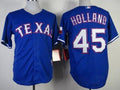 Custom Fan-Made Derek Holland Texas Rangers #45 Blue Baseball Jersey