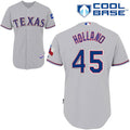 Custom Fan-Made Derek Holland Texas Rangers #45 Grey Baseball Jersey