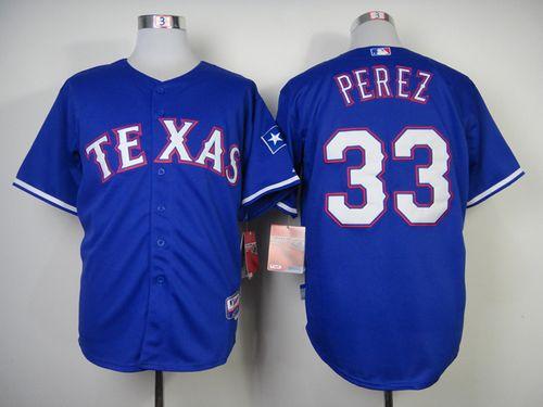 Custom Fan-Made Martin Perez Texas Rangers #33 Blue Baseball Jersey