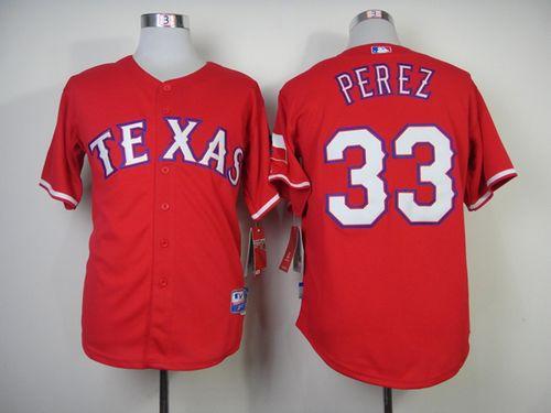 Custom Fan-Made Martin Perez Texas Rangers #33 Red Baseball Jersey