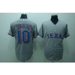 Custom Fan-Made Michael Young Texas Rangers #10 Grey Baseball Jersey