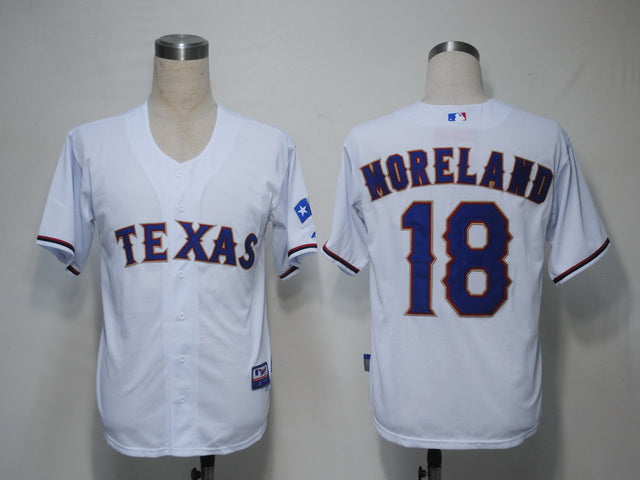 Custom Fan-Made Mitch Moreland Texas Rangers #18 White Baseball Jersey