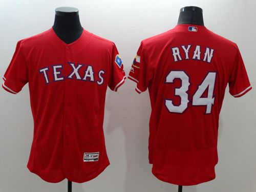 Custom Fan-Made Nolan Ryan Texas Rangers #34 Red Baseball Jersey